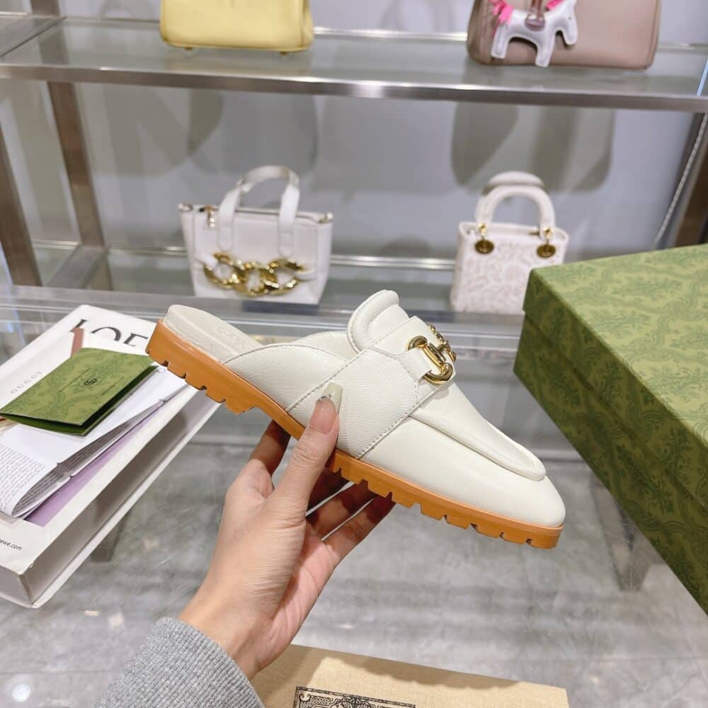 GUCCI WOMEN'S MULE WITH HORSEBIT WHITE 771096 AACAI 9522 - Image 4