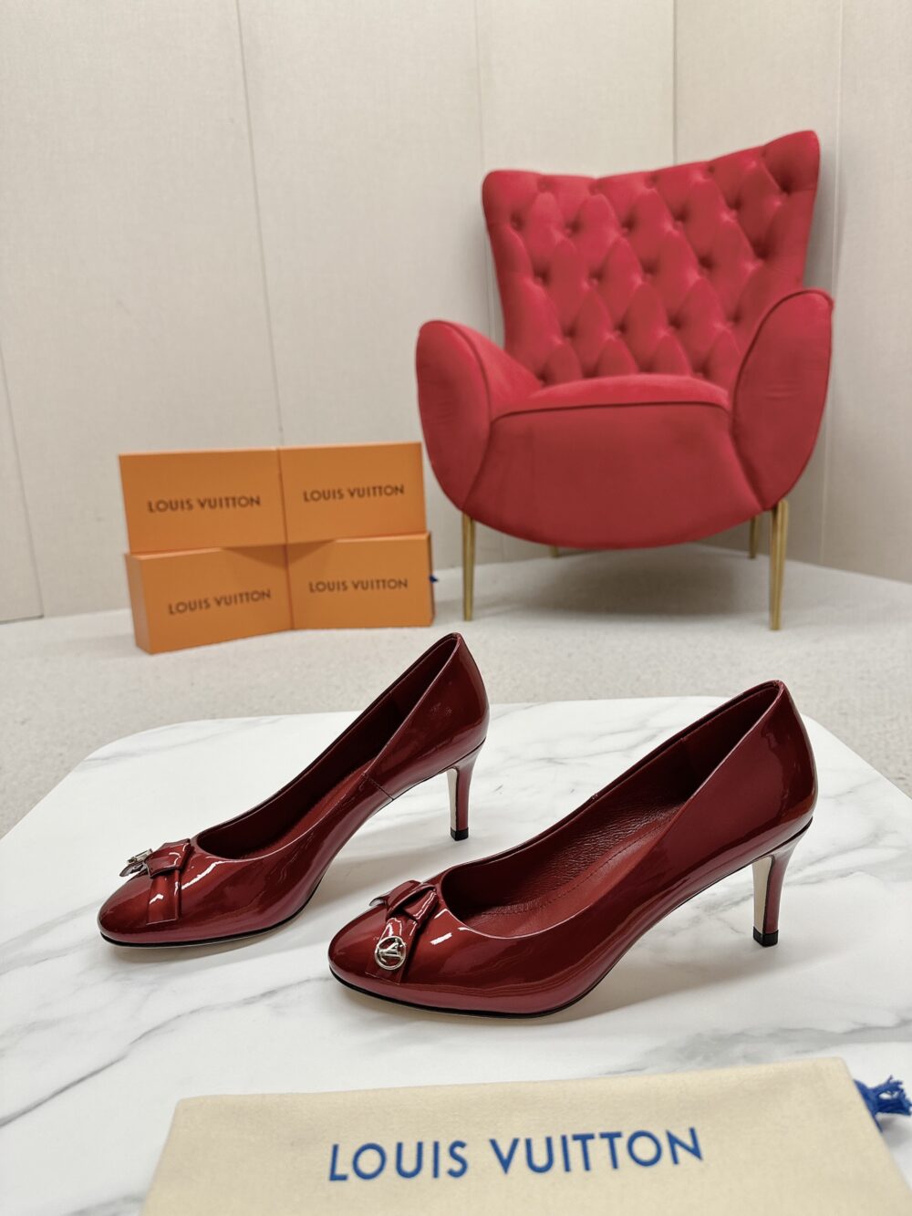 LOUIS VUITTON FIANCEE PUMPS RED - Image 7