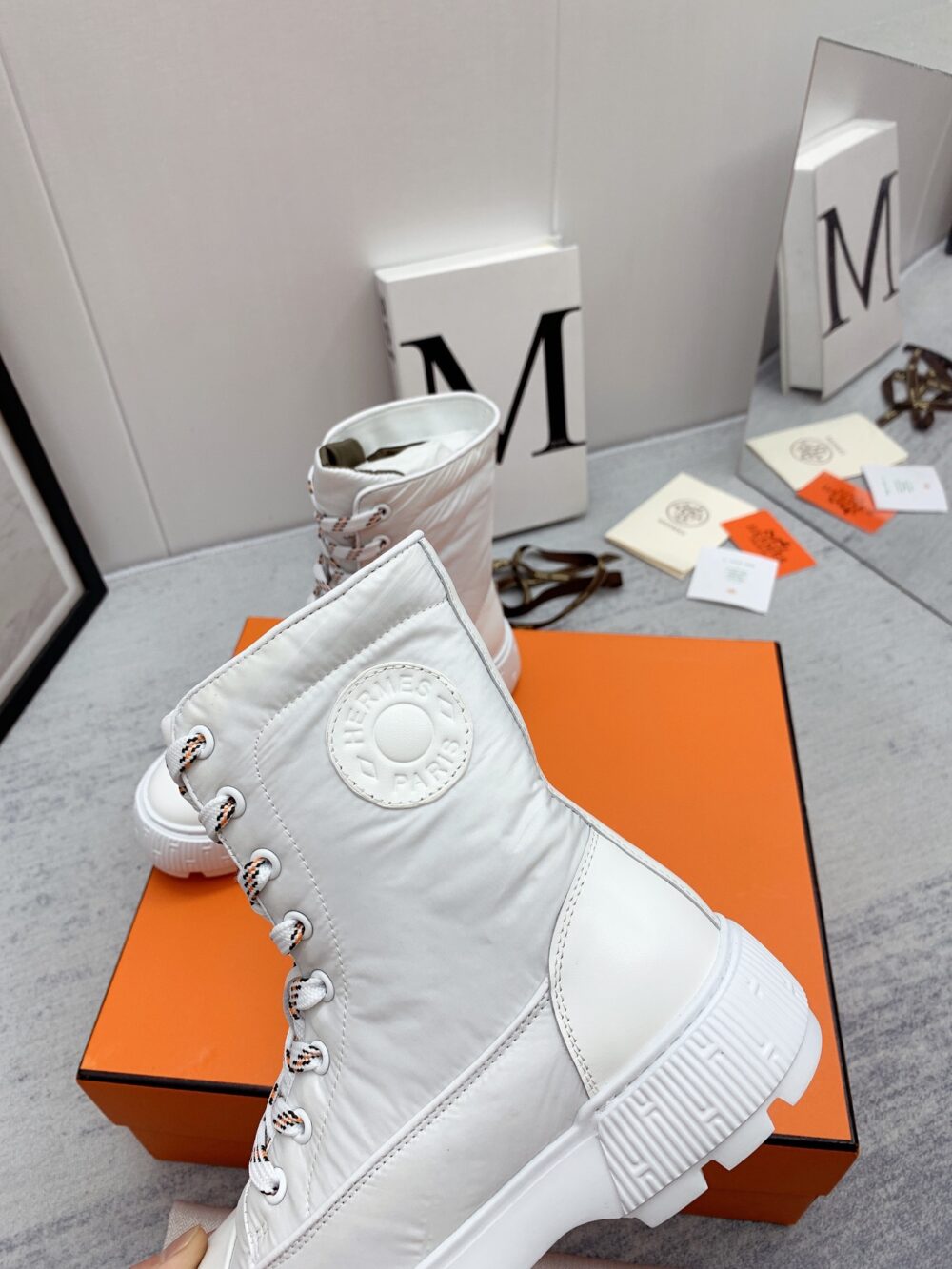 Alternative view of HERMES FRESH ANKLE BOOTS WHITE