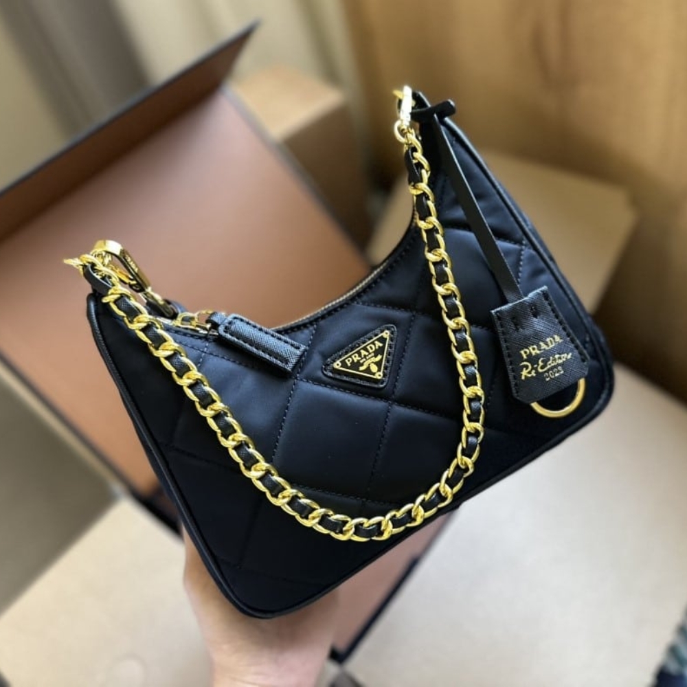 PRADA RE EDITION 1995 CHAÎNE RE NYLON MINI BAG BLACK 22CM 1BC204 2AOS F0002 V QOO - Image 5