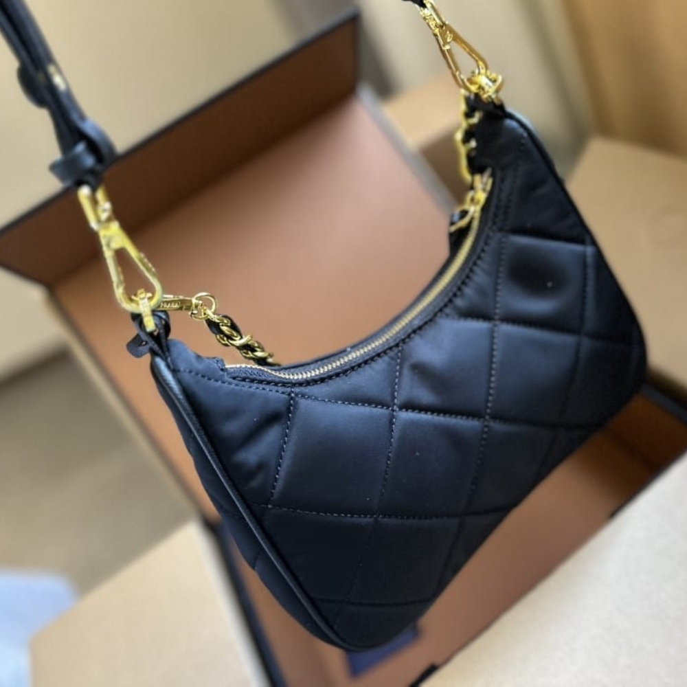 PRADA RE EDITION 1995 CHAÎNE RE NYLON MINI BAG BLACK 22CM 1BC204 2AOS F0002 V QOO - Image 7