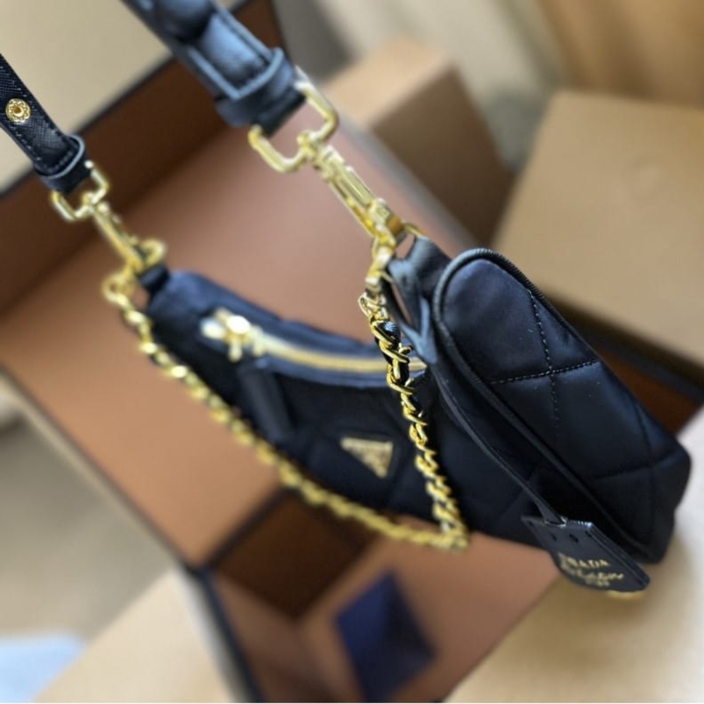 PRADA RE EDITION 1995 CHAÎNE RE NYLON MINI BAG BLACK 22CM 1BC204 2AOS F0002 V QOO - Image 8