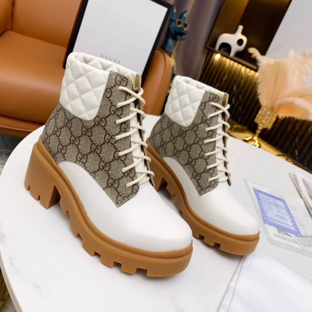 Alternative view of GUCCI WMNS GG ANKLE BOOT BEIGE WHITE 659691 UC810 9066
