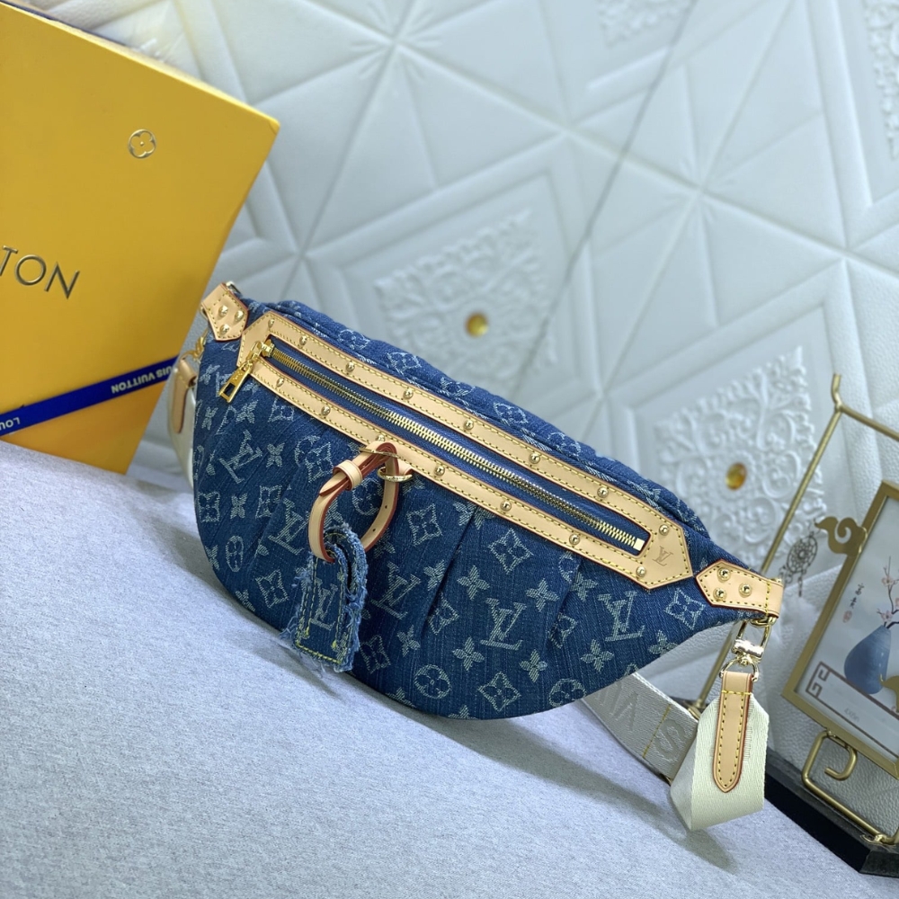 LOUIS VUITTON BUMBAG HIGH RISE DENIM BLUE 38CM M46837 - Image 3