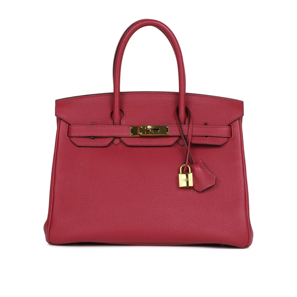 HERMES BIRKIN 35 TOGO LEATHER GOLD HARDWARE DARK RED 35CM
