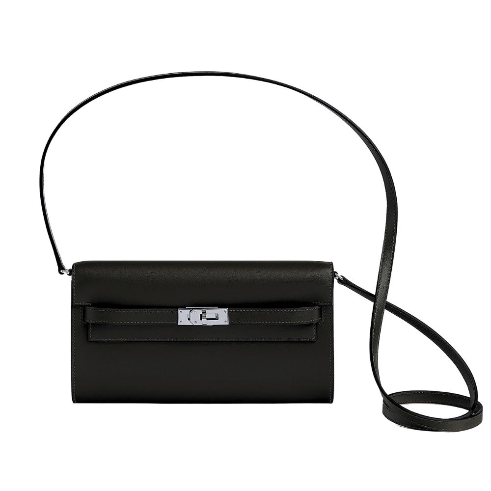 HERMES KELLY CLASSIQUE TO GO WALLET BLACK SILVER HARDWARE 19CM H080253CK89