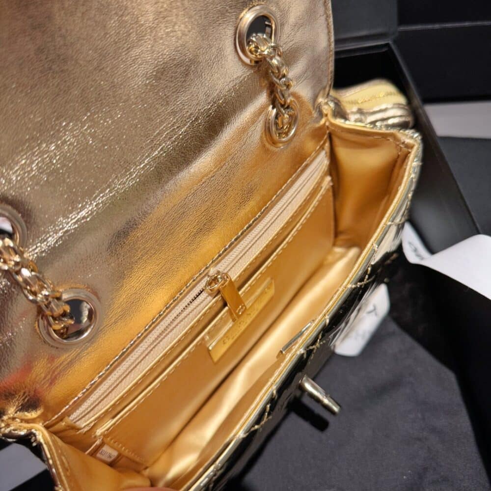 CHANEL MINI FLAP BAG STAR COIN PURSE YELLOW GOLD 24CM AS4646 B14873 NT671 - Image 10