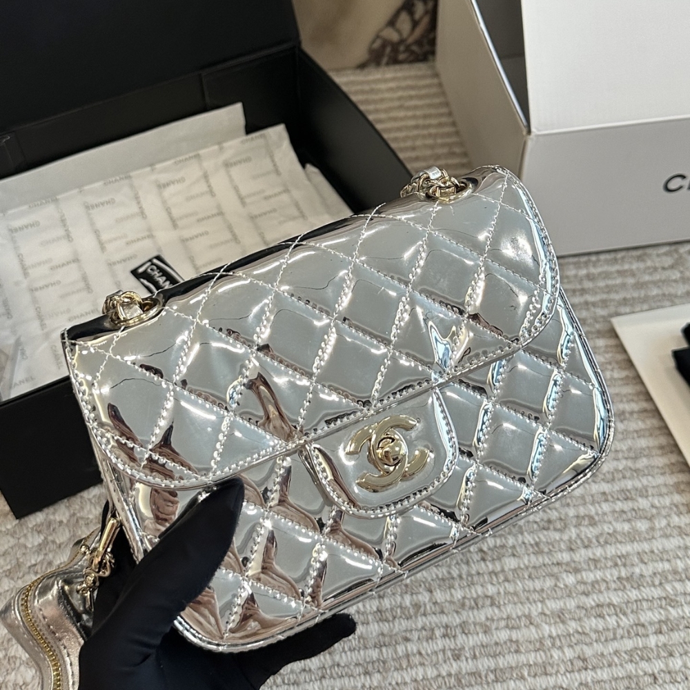 Alternative view of CHANEL MINI FLAP BAG STAR COIN PURSE SILVER 24CM AS4648 B14873 NT666