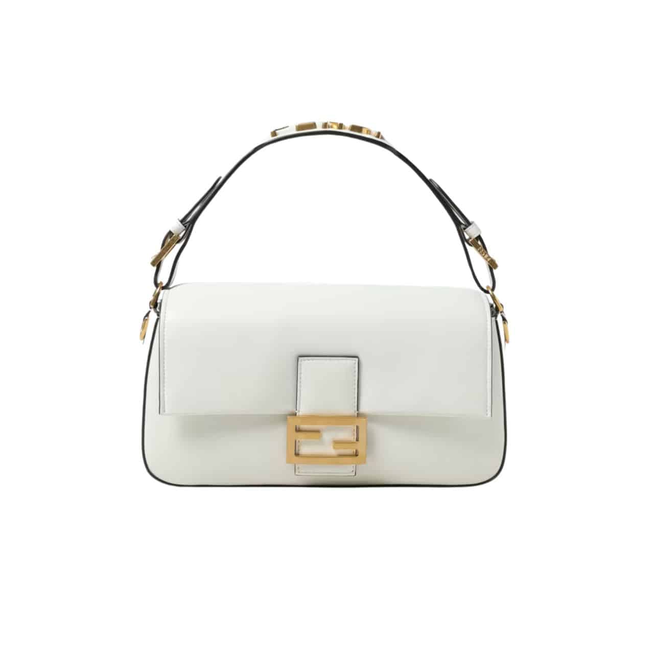 FENDI BAGUETTE BAG WHITE LEATHER 25CM 8BR822APG6