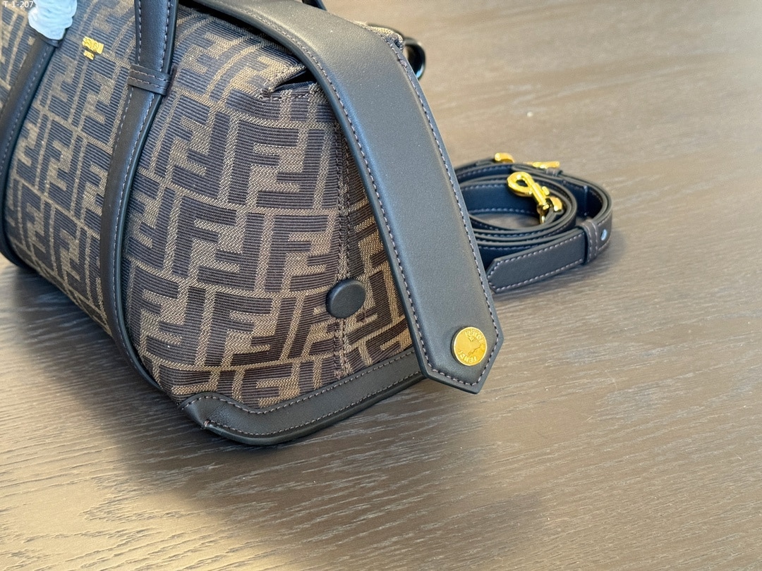 FENDI BOSTON 365 BROWN FF JACQUARD FABRIC BAG 27CM 8BL152ALP3F1N1S - Image 4