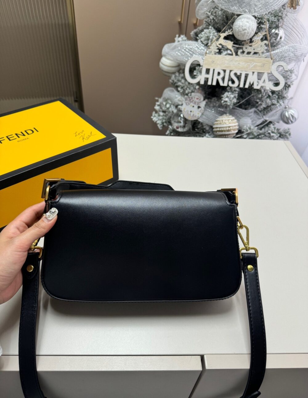 FENDI BAGUETTE BAG BLACK LEATHER 25CM 8BR822APG6F1CFJ - Image 8