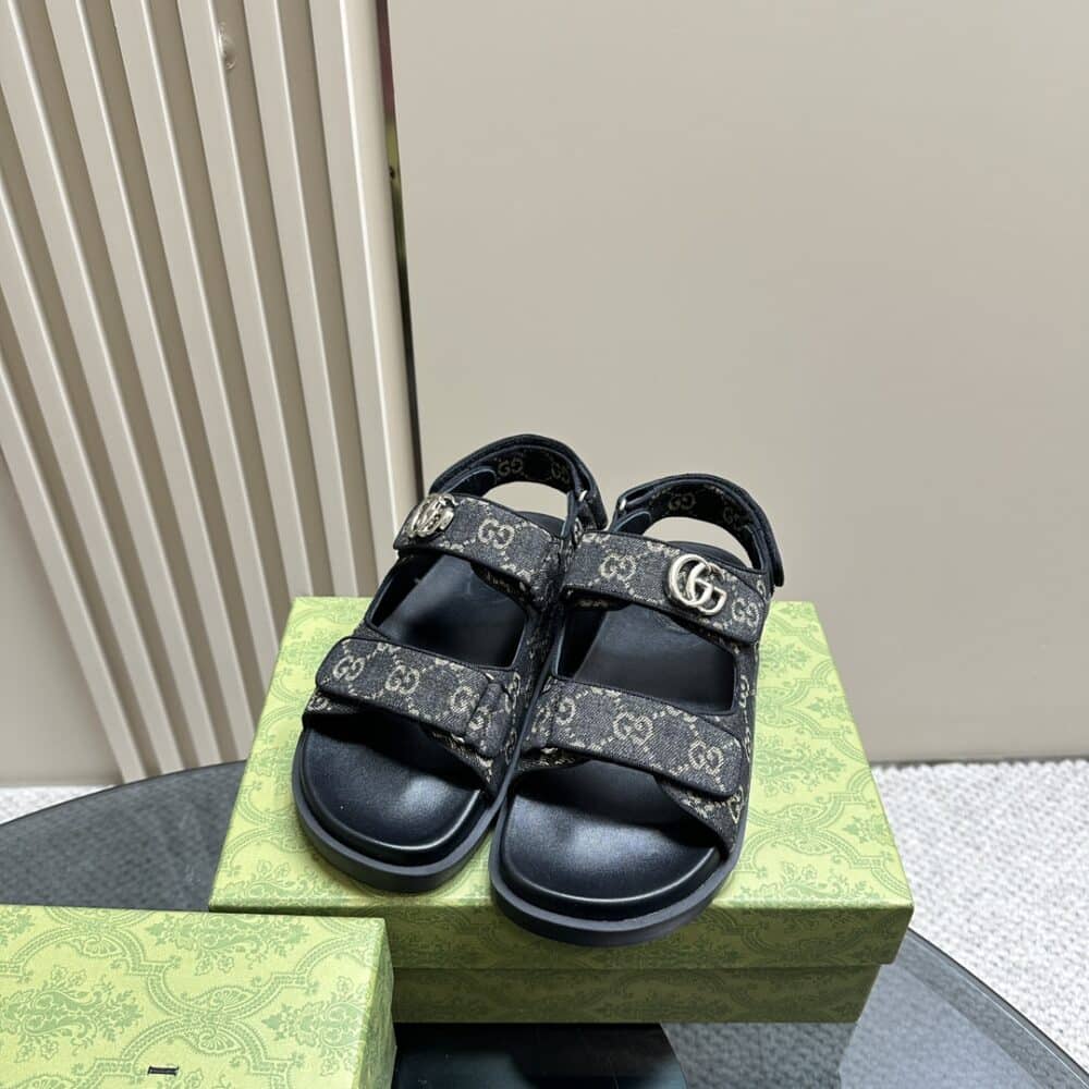 GUCCI DOUBLE G SANDAL DENIM 771575 FACVP 8446 - Image 9