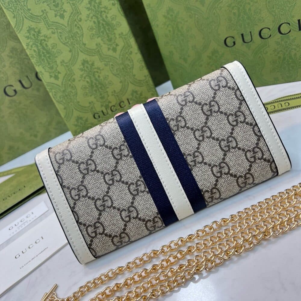 GUCCI JACKIE 1961 CONTINENTAL CHAIN WALLET GG BROWN 19CM 652681 HUHHG 9794 - Image 9