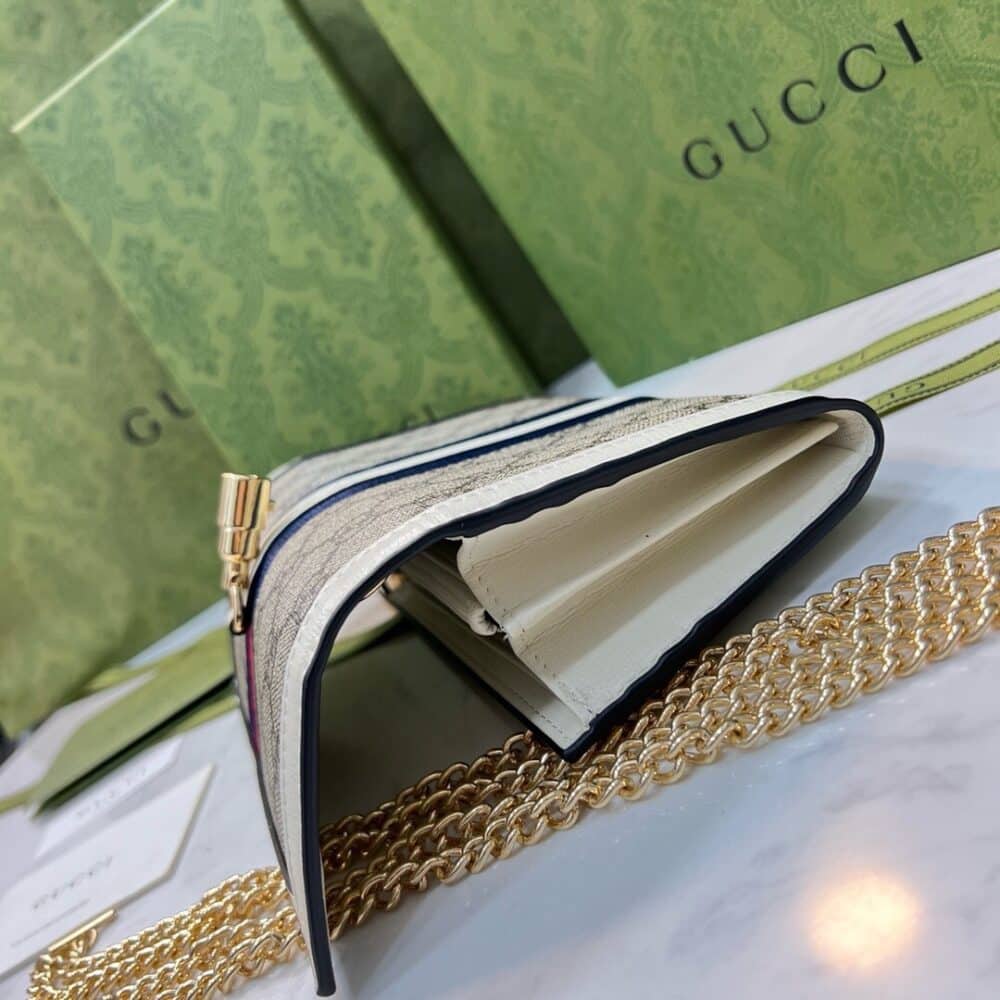 GUCCI JACKIE 1961 CONTINENTAL CHAIN WALLET GG BROWN 19CM 652681 HUHHG 9794 - Image 10