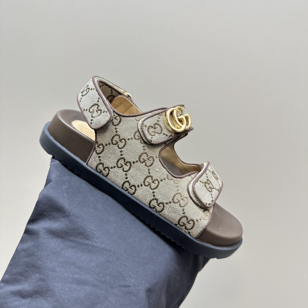 GUCCI DOUBLE G SANDAL BEIGE AND EBONY 771575 G1730 9755 - Image 4