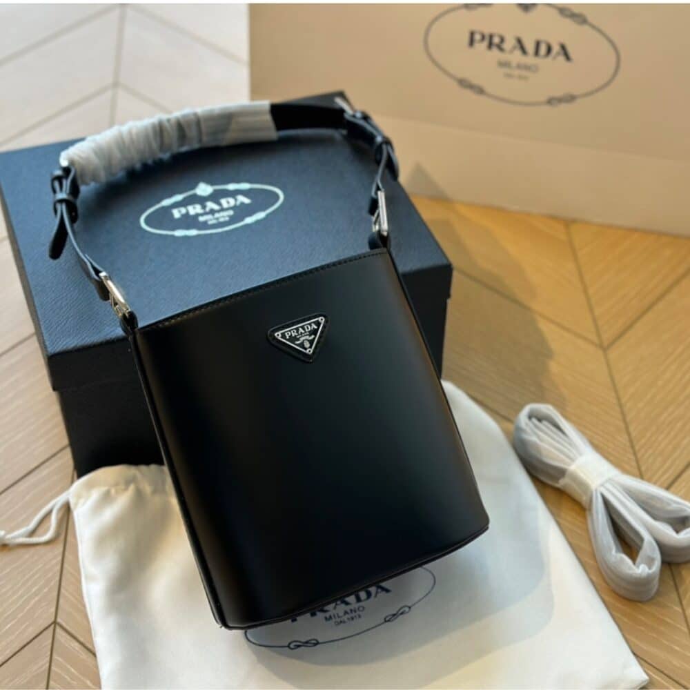 Alternative view of PRADA SPAZZOLATO BUCKET BAG BLACK 17CM