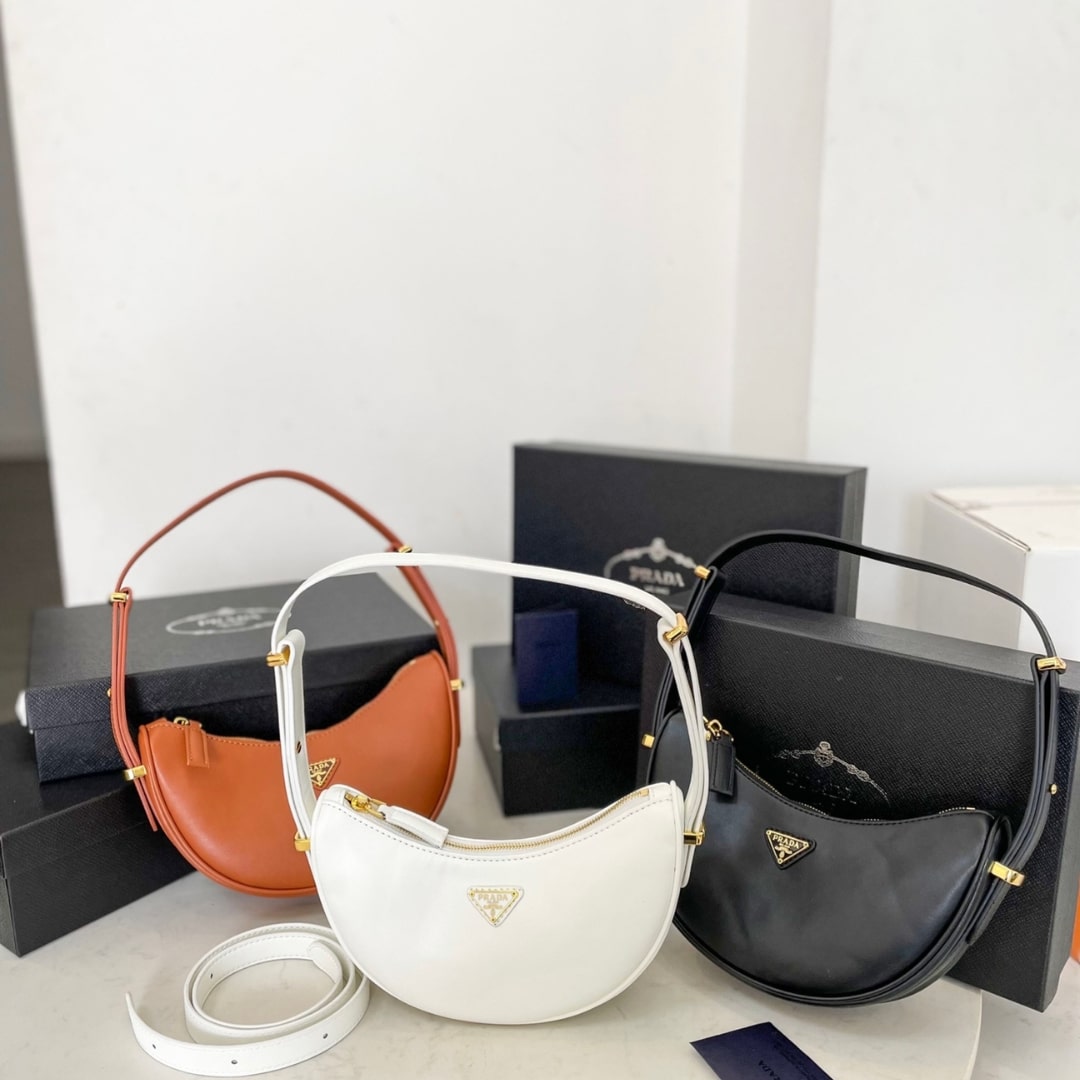 PRADA ARQUÉ LEATHER SHOULDER BAG COGNAC 23CM 1BC194 ASK F0XUG V OOO - Image 3