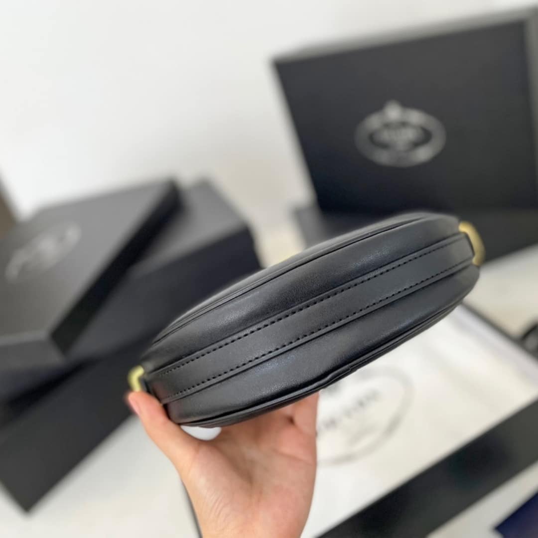 PRADA ARQUÉ LEATHER SHOULDER BAG BLACK 23CM 1BC194 ASK F0002 V OOO - Image 5