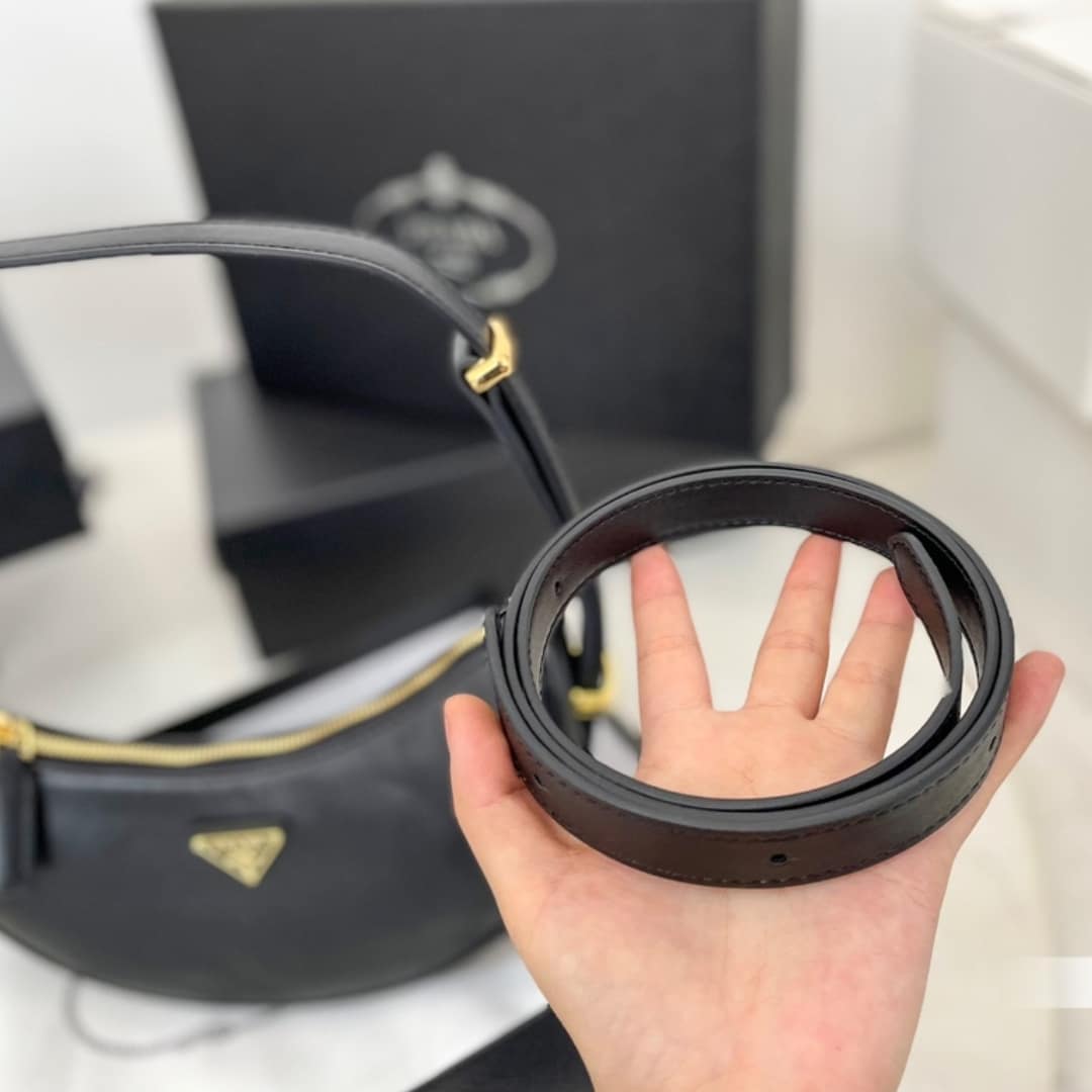 PRADA ARQUÉ LEATHER SHOULDER BAG BLACK 23CM 1BC194 ASK F0002 V OOO - Image 6