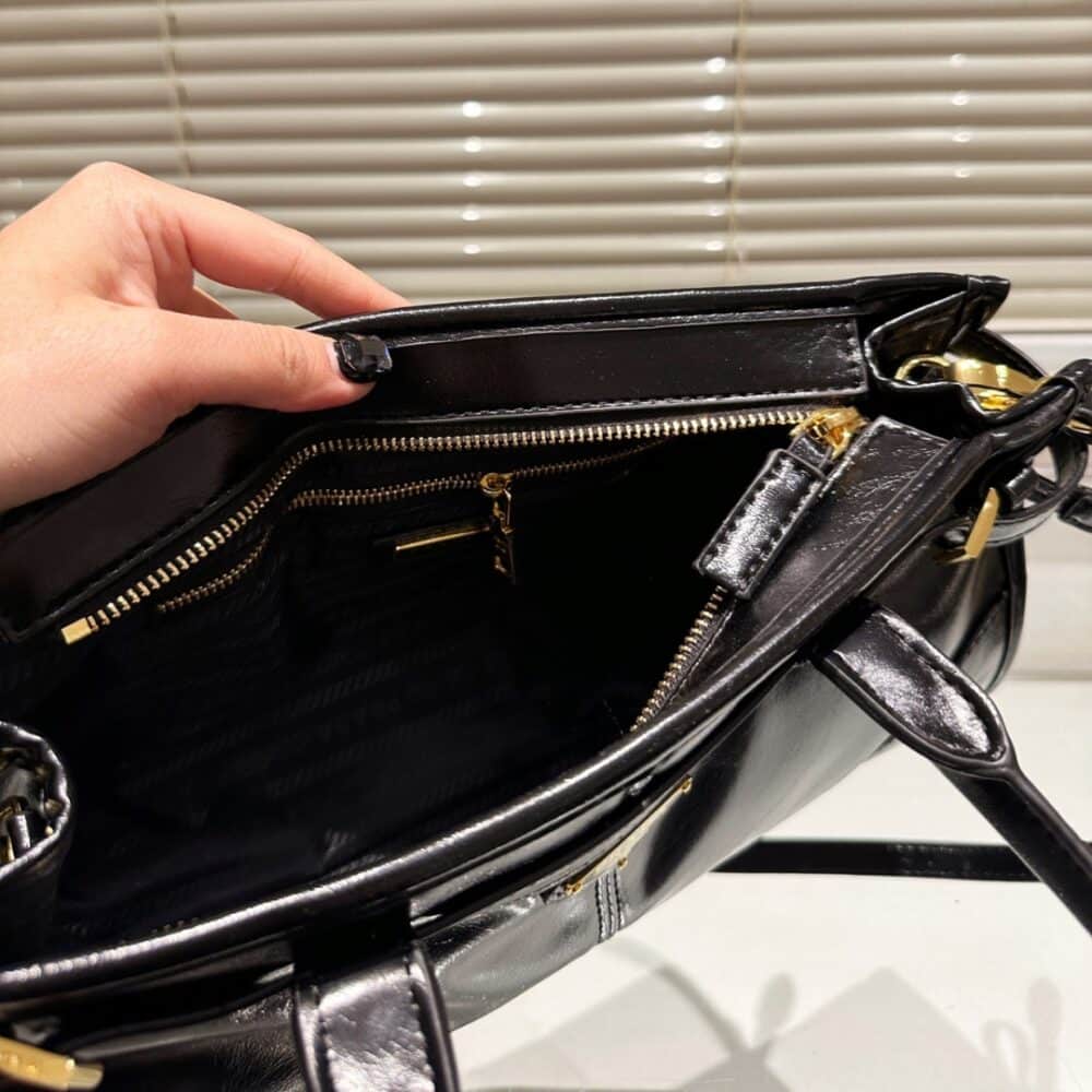 PRADA MEDIUM LEATHER HANDBAG BLACK 32CM 1BA426 2CYR F0002 V MOO - Image 7