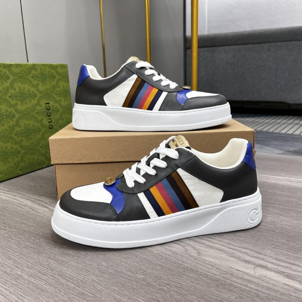 GUCCI SNEAKER MULTICOLOR SIDE BANDS BLACK WHITE - Image 4