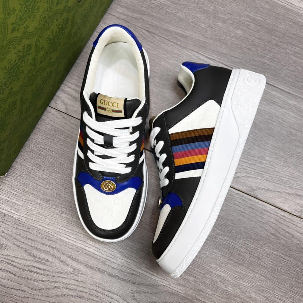 GUCCI SNEAKER MULTICOLOR SIDE BANDS BLACK WHITE - Image 6