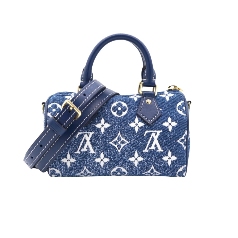 LOUIS VUITTON NANO SPEEDY DENIM BLUE BAG 17CM M81168
