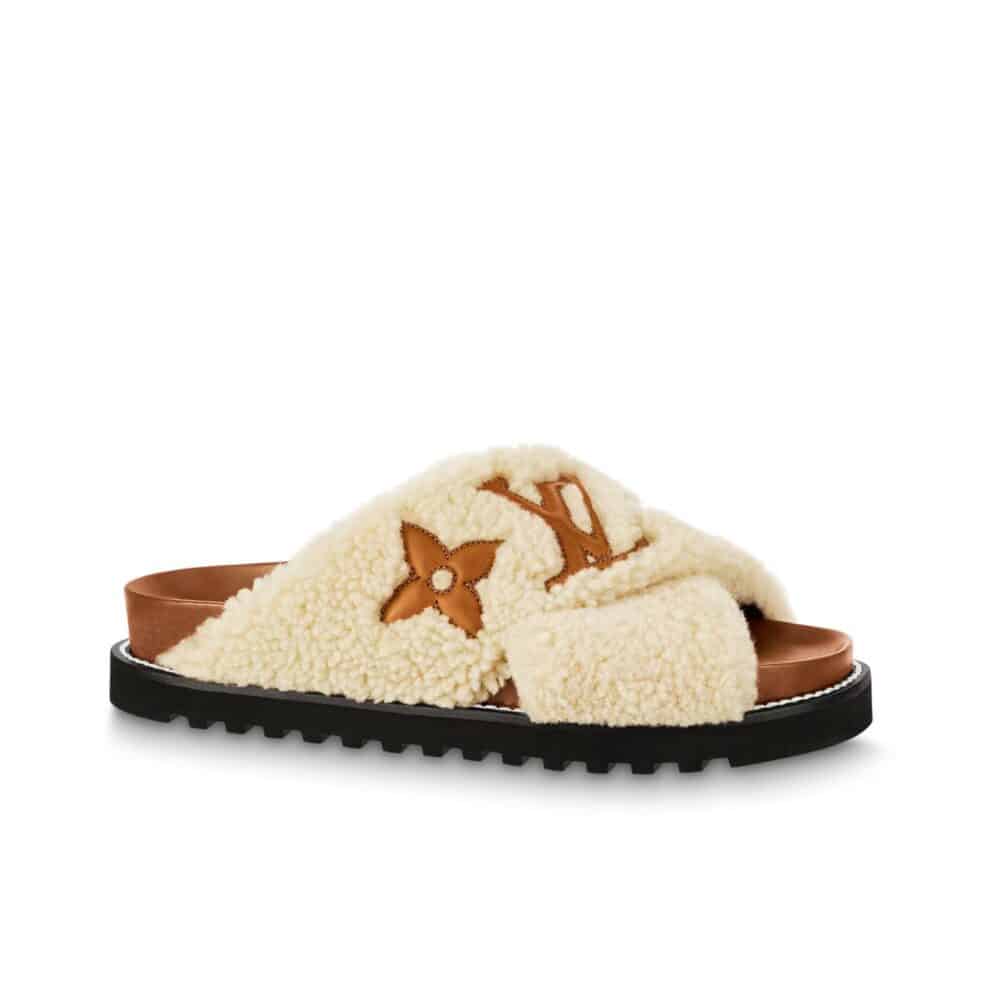 LOUIS VUITTON PASEO FLAT COMFORT MULE BROWN WHITE 1AA1VT