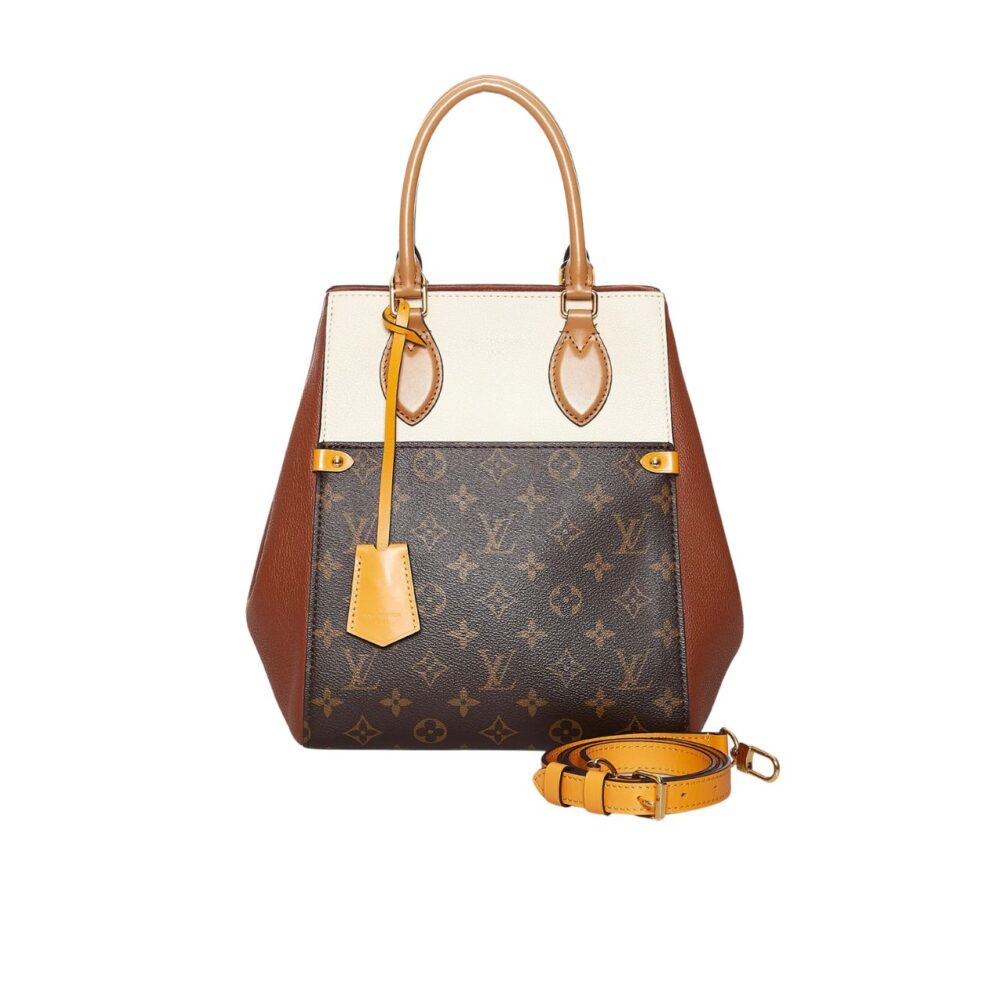 LOUIS VUITTON FOLD TOTE MONOGRAM BROWN WHITE 22CM