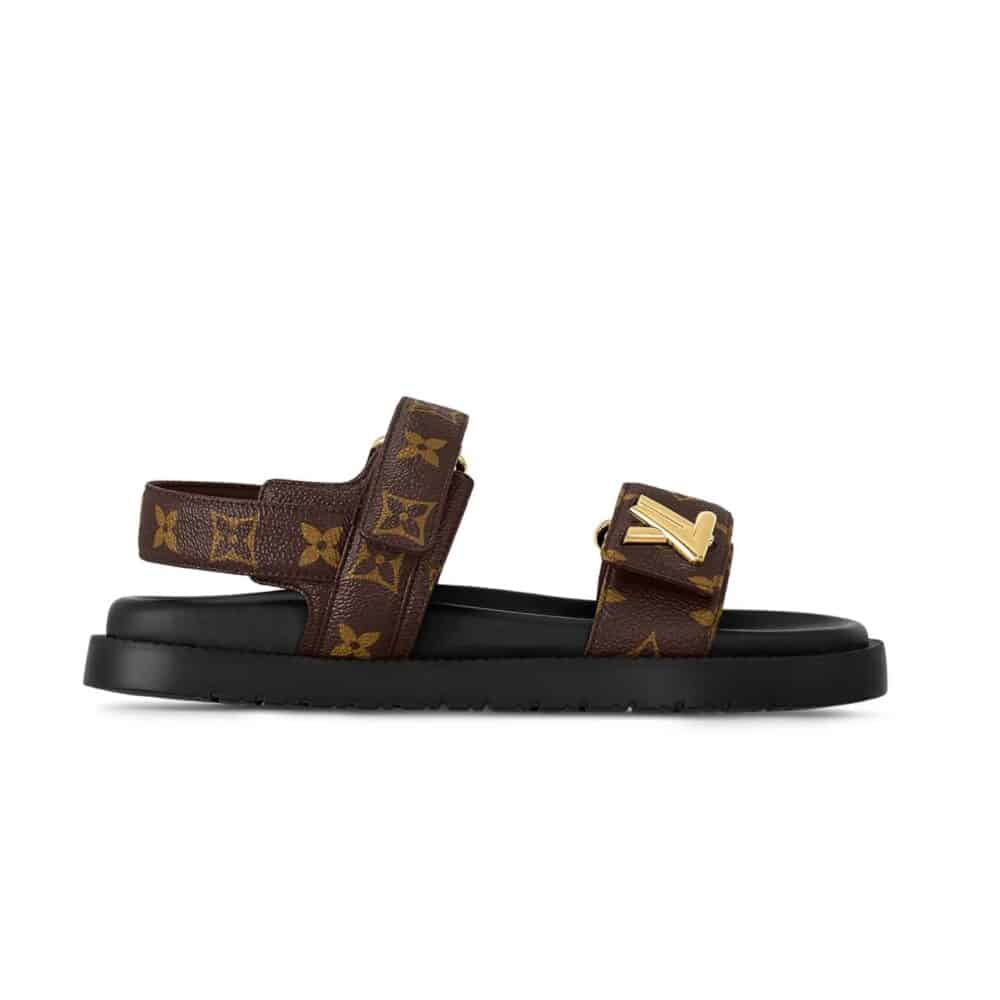 LOUIS VUITTON LV SUNSET FLAT COMFORT SANDALS BROWN BLACK 1ACMY5