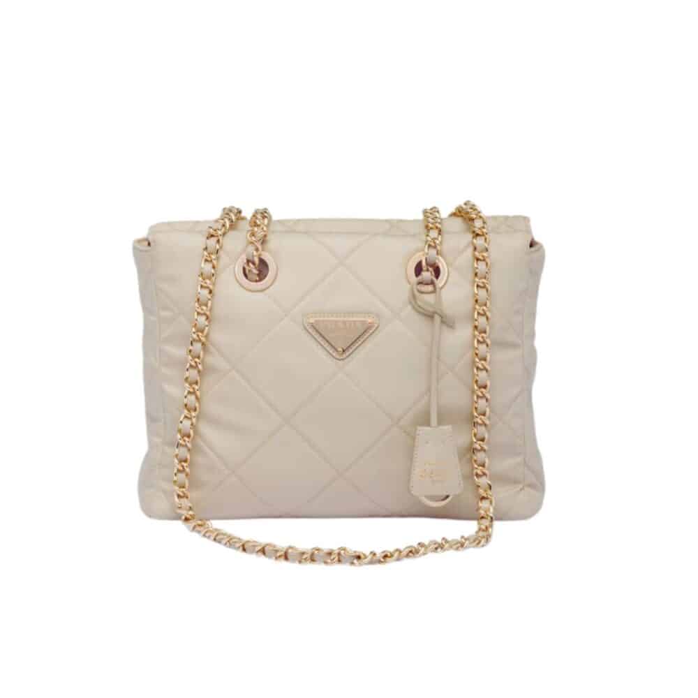 PRADA RE EDITION 1995 CHAÎNE RE NYLON TOTE BAG BEIGE 27CM 1BG468 2AOS F0F24 V COO