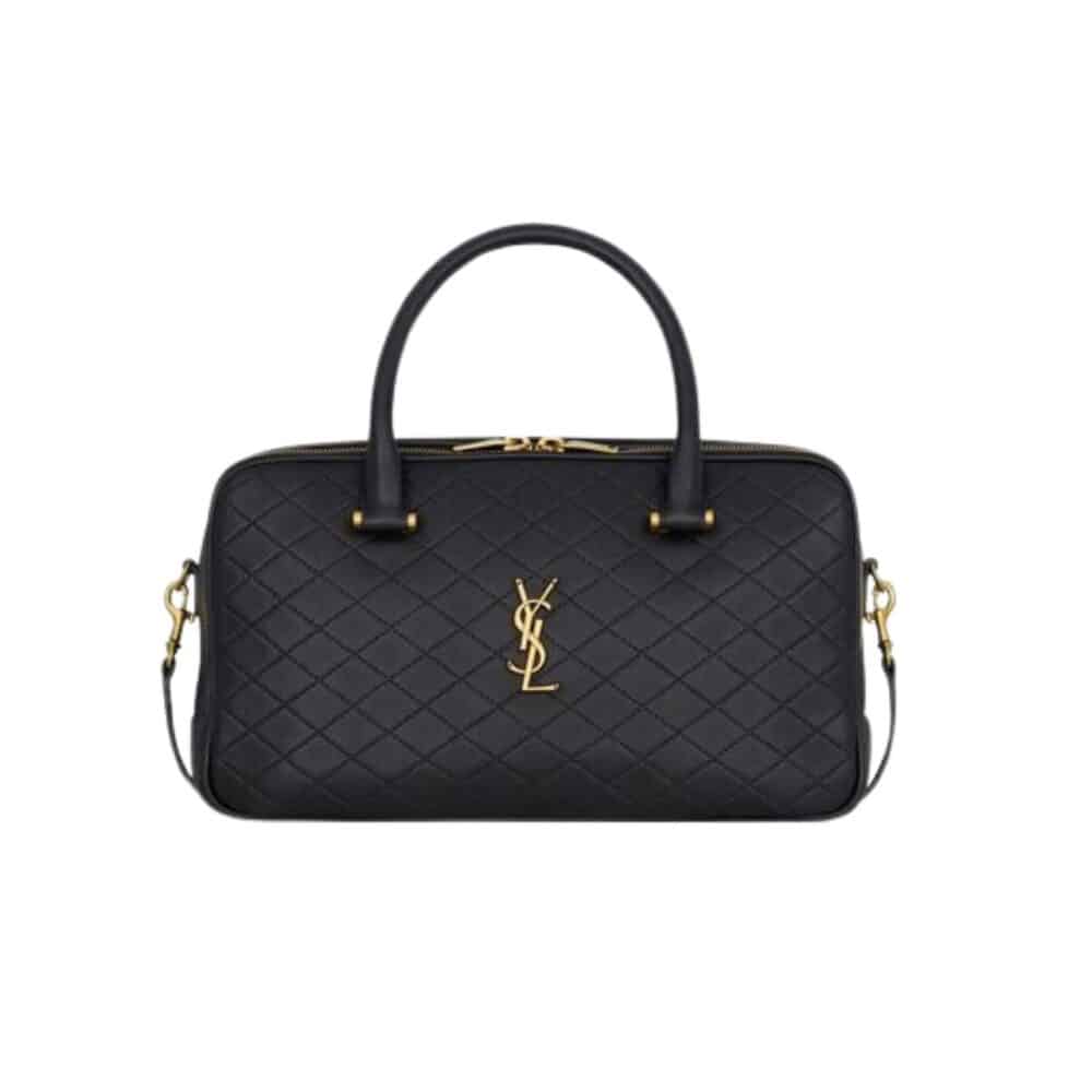 SAINT LAURENT LYIA DUFFLE IN QUILTED BLACK 31CM 7667851EL071000