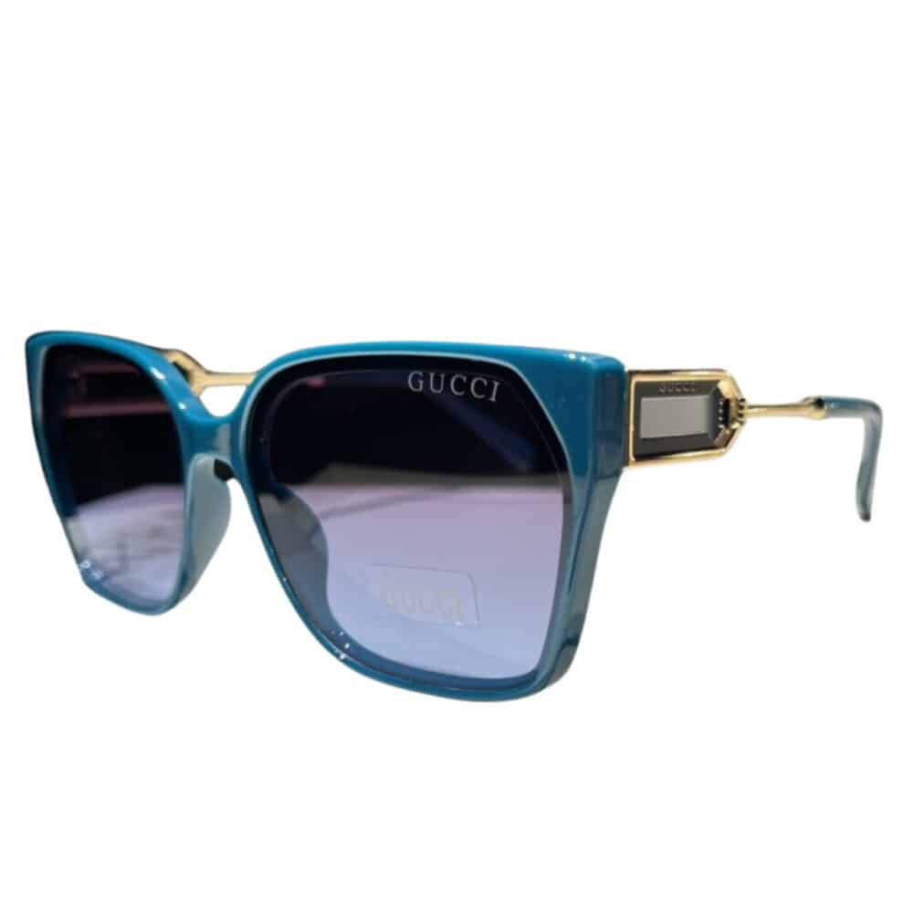 GUCCI SQUARE SUNGLASSES GOLD BLUE