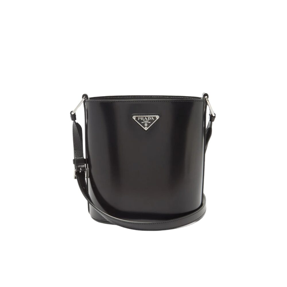 PRADA SPAZZOLATO BUCKET BAG BLACK 17CM