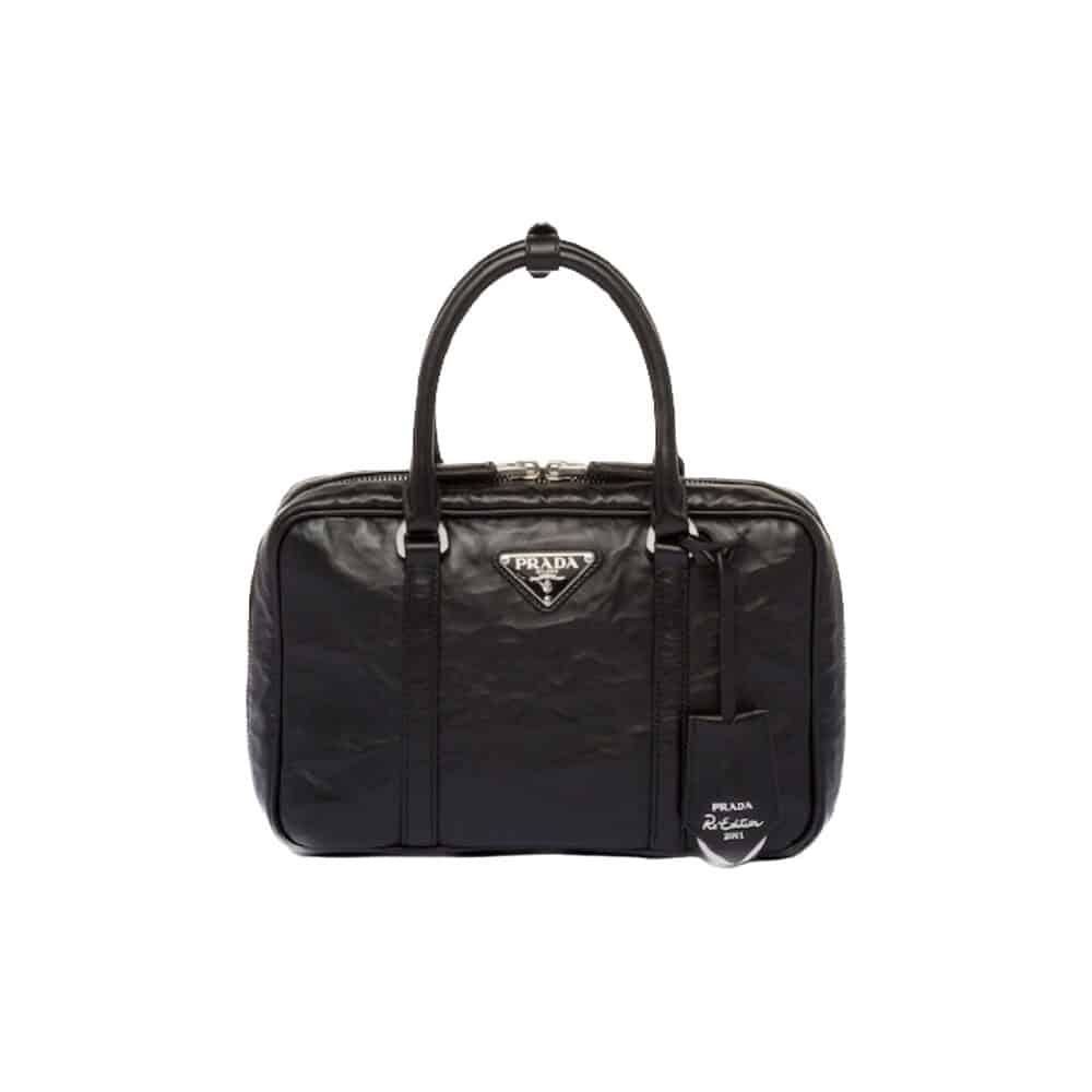 PRADA ANTIQU HANDLE BAG BLACK 25CM 1BB092 UVL F0002 V T2O