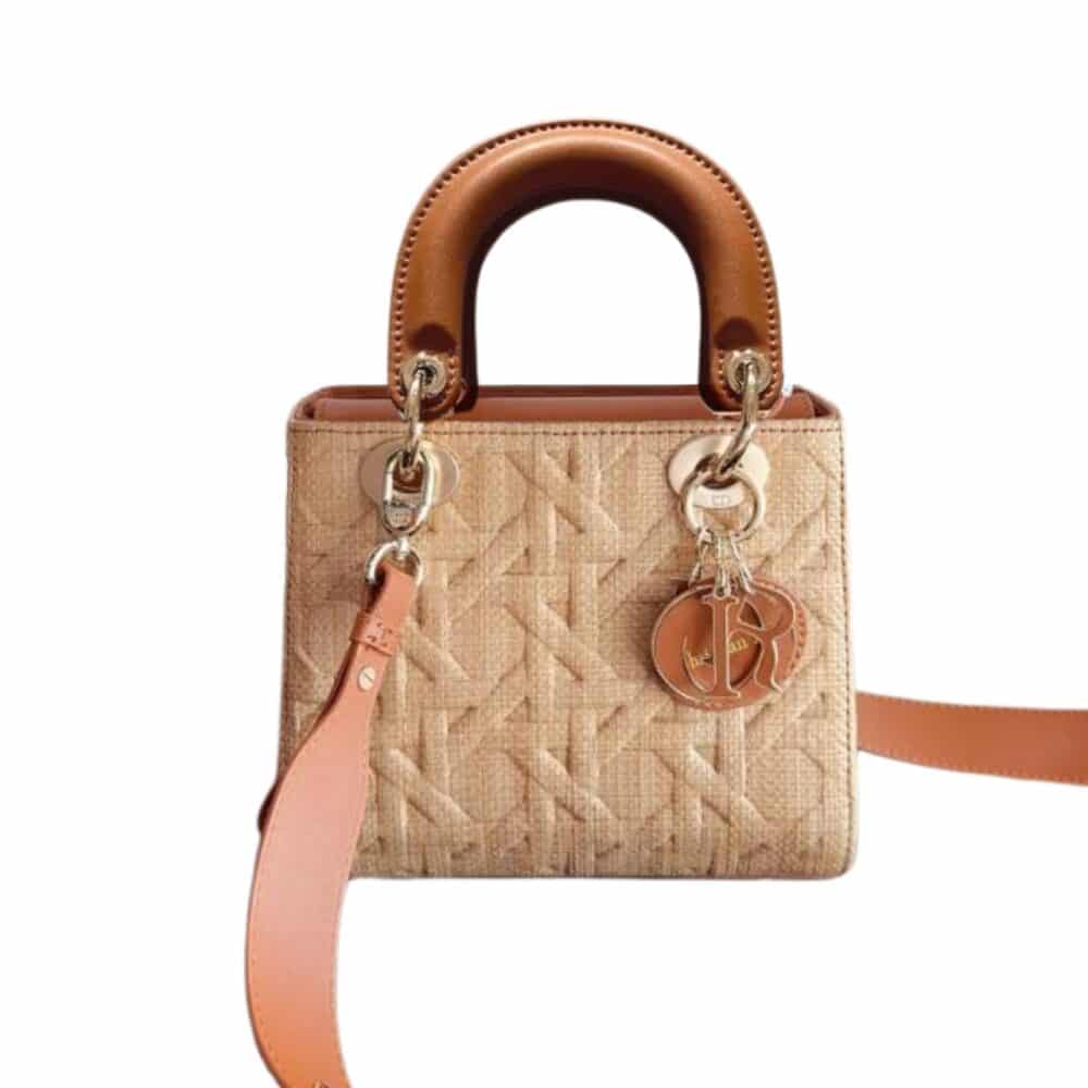 DIOR MEDIUM LADY DIOR BAG NATURAL CANNAGE RAFFIA 17CM M0565OMBD M925
