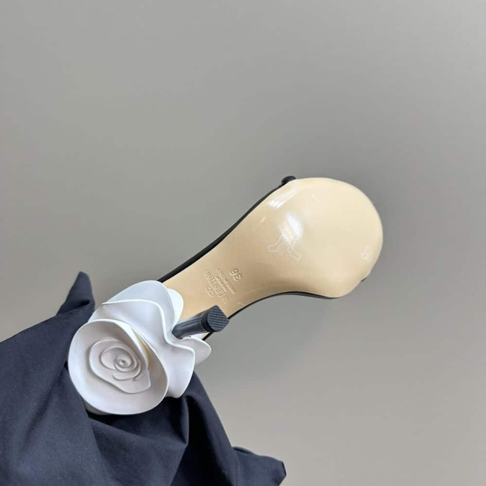 Alternative view of VALENTINO GARAVANI ARCHIVE ROSEROUCHE LEATHER HIGH HEEL IN BLACK