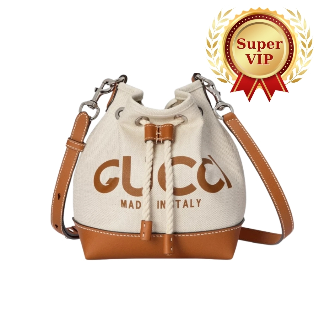 [SUPER VIP 1:1] GUCCI MINI SHOULDER BAG WITH PRINT COTTON LINEN CANVAS BROWN 23CM ‎777166 FACV3 8455