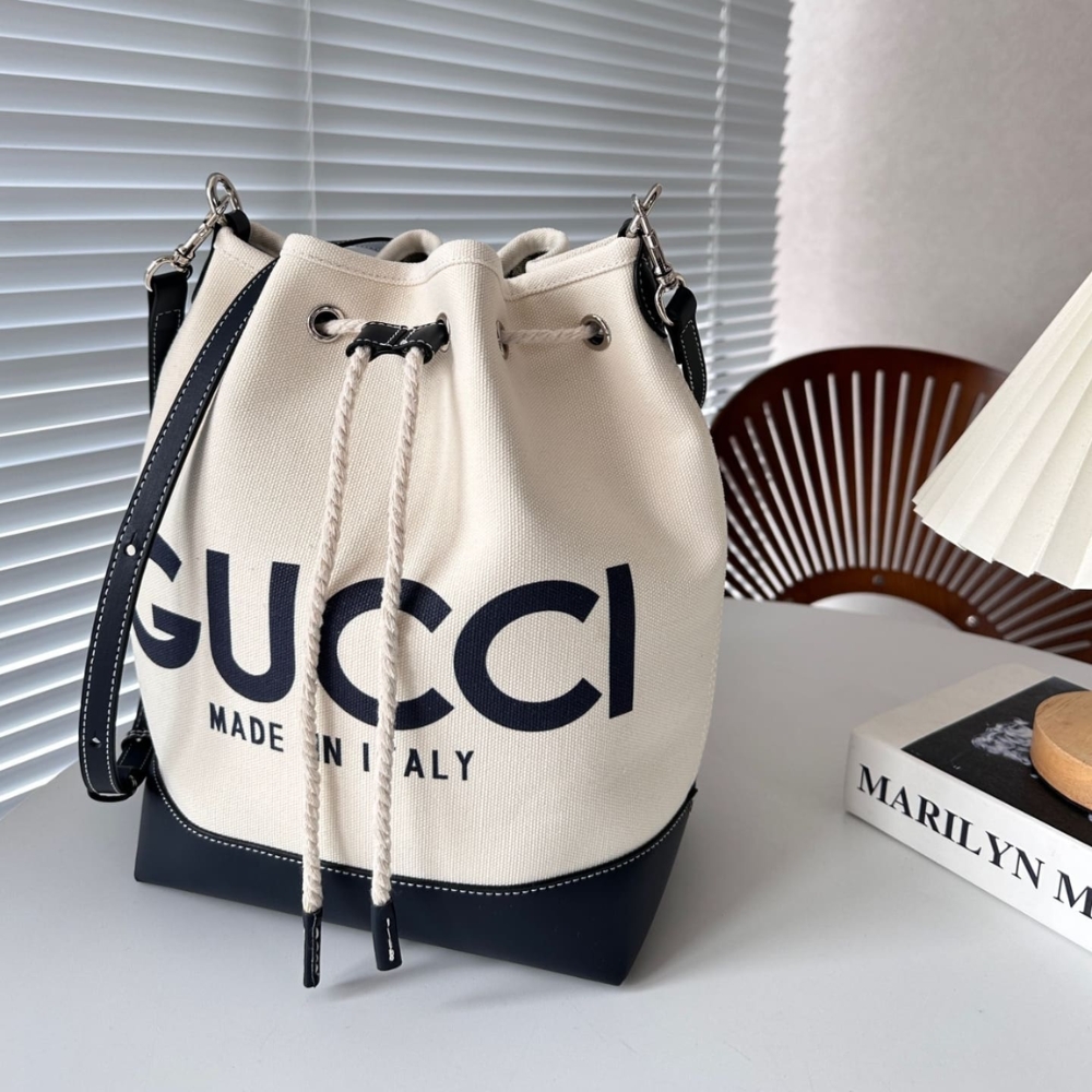 Alternative view of [SUPER VIP 1:1] GUCCI MINI SHOULDER BAG WITH PRINT COTTON LINEN CANVAS BLACK 23CM