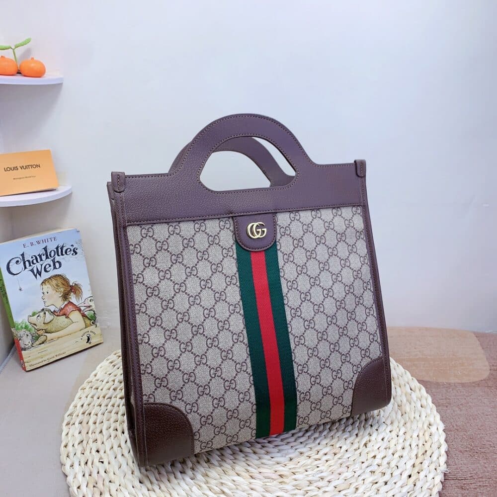 GUCCI GG SUPREME OPHIDIA VERTICAL TOTE BROWN 33CM - Image 3