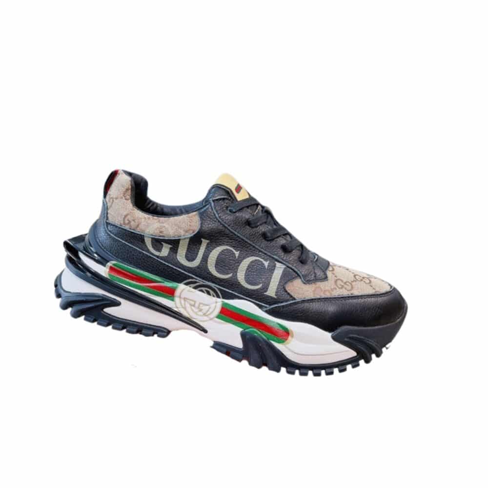 GUCCI GC RHYTHON LEATHER SNEAKER BLACK