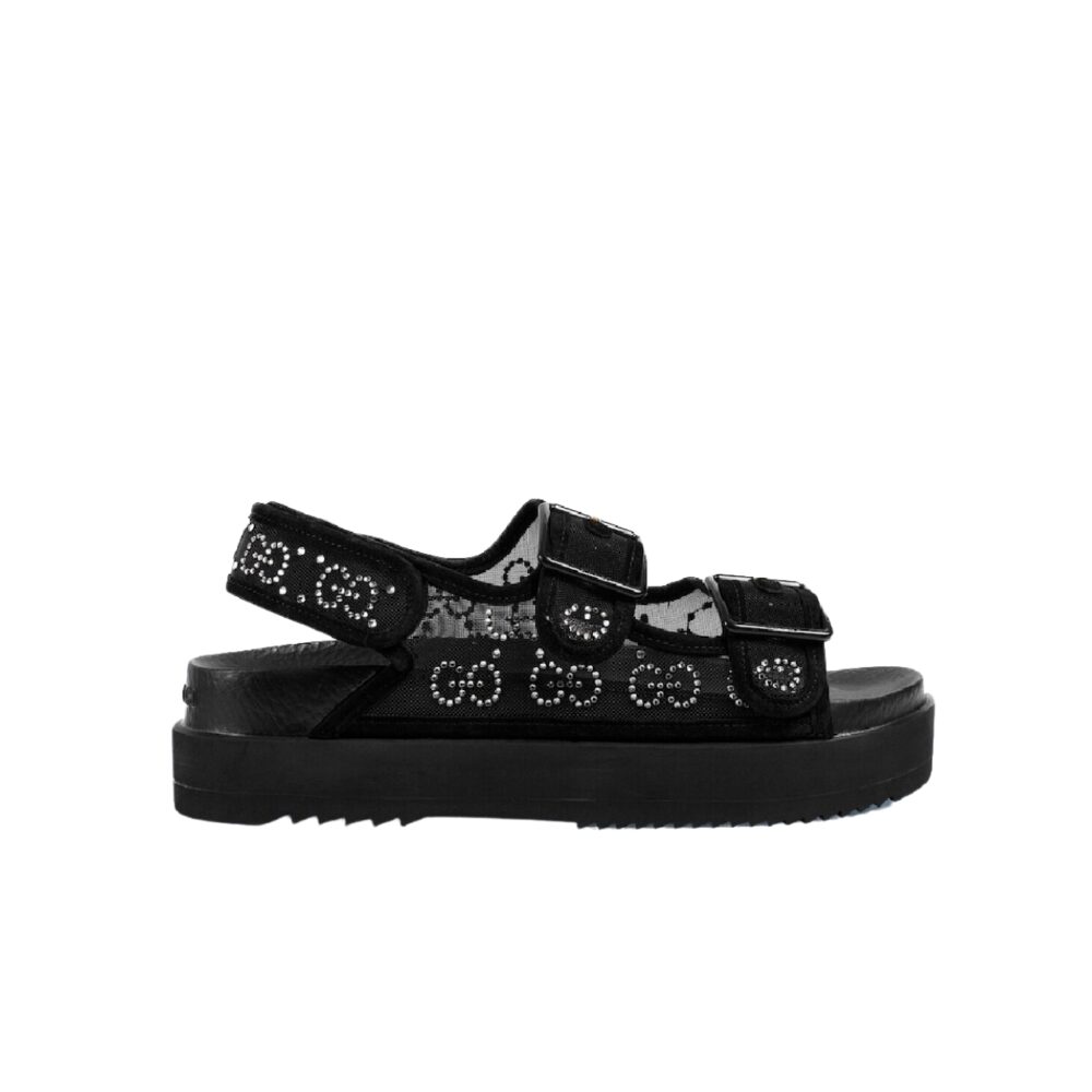 GUCCI GG SANDAL WITH CRYSTALS BLACK 701158 F13A0 1000