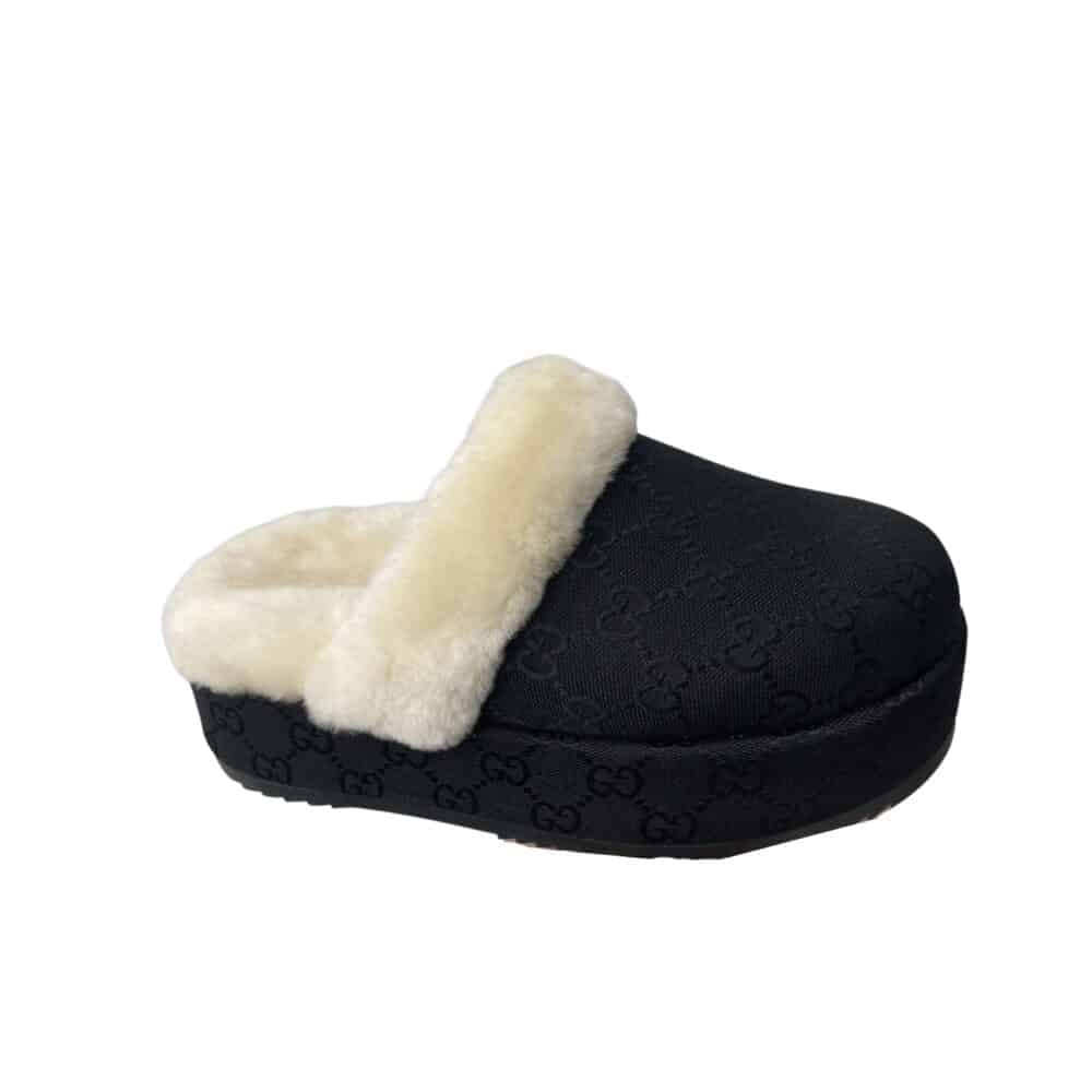 GUCCI SLIPPER MIT GG HORSEBIT MONOGRAM IN BLACK