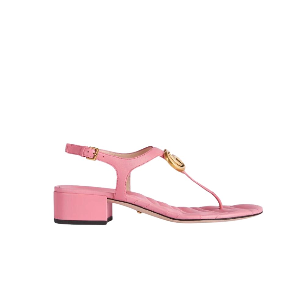 GUCCI DOUBLE G SANDAL LEATHER PASTEL PINK 674840 BKO00 5815
