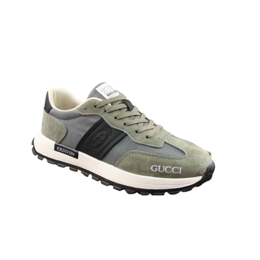 GUCCI MEN'S SNEAKER LOW TOP GREY AND GREEN
