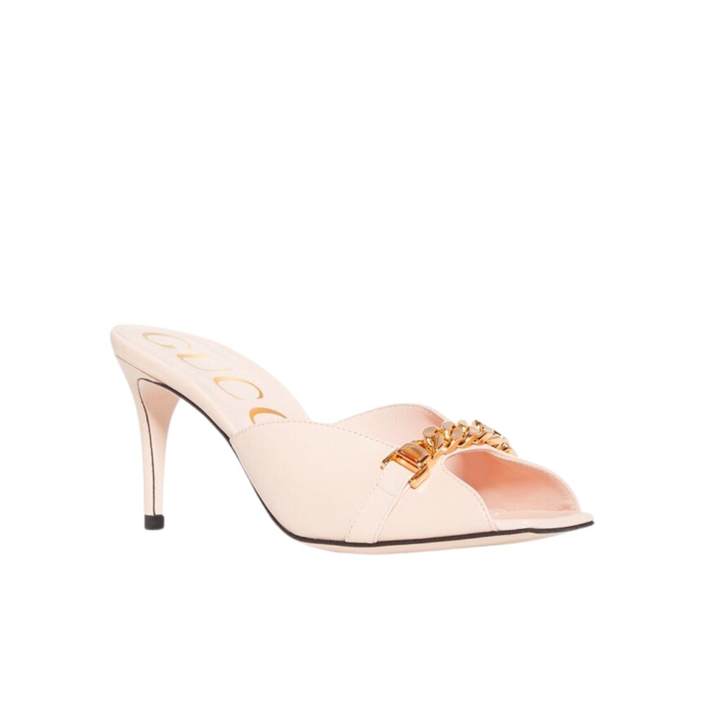GUCCI SYLVIE CHAIN MULE SANDALS PINK