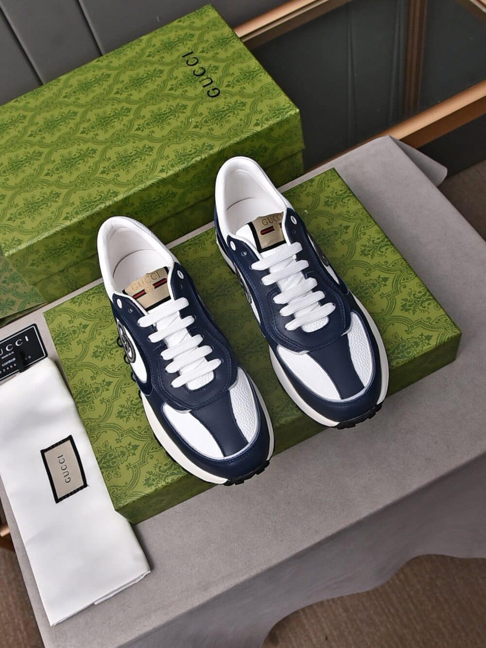 GUCCI DOUBLE G MEN'S RUN SNEAKER BLUE - Image 8