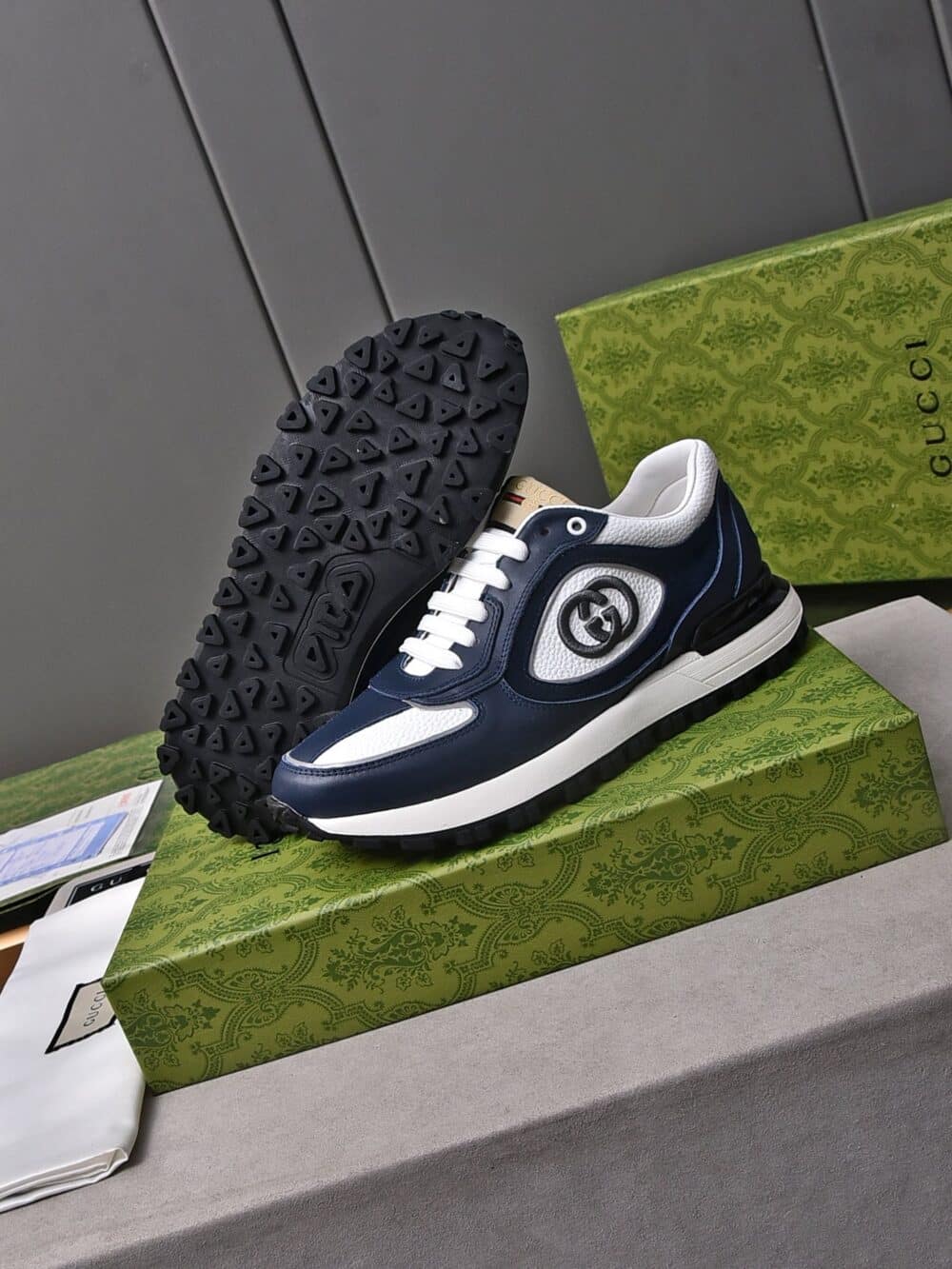 GUCCI DOUBLE G MEN'S RUN SNEAKER BLUE - Image 3