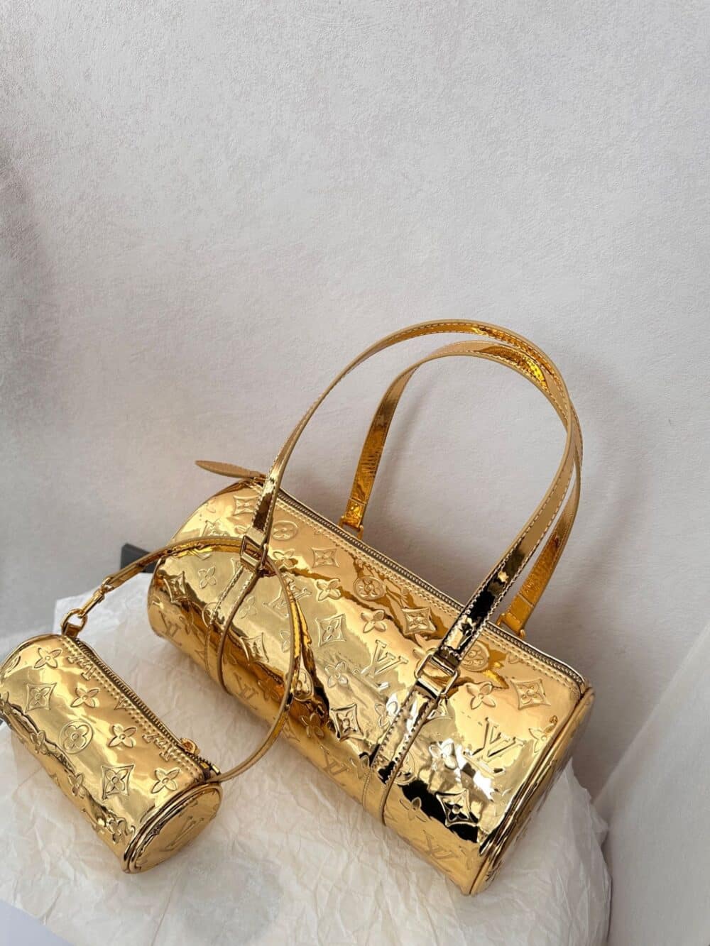 LOUIS VUITTON PAPILLON MIROIRE HANDBAG GOLD 30CM M95270 - Image 6