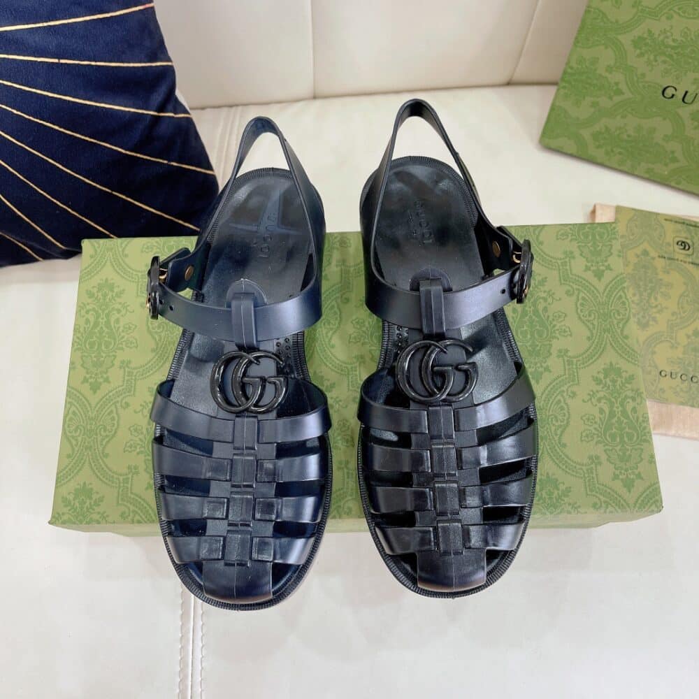 GUCCI SANDAL WITH DOUBLE G BLACK 674132 FM00 1000 - Image 3
